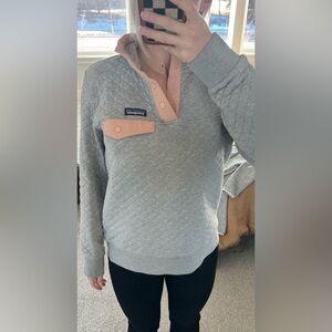 Patagonia Light Gray and Peach Quilted Pullover